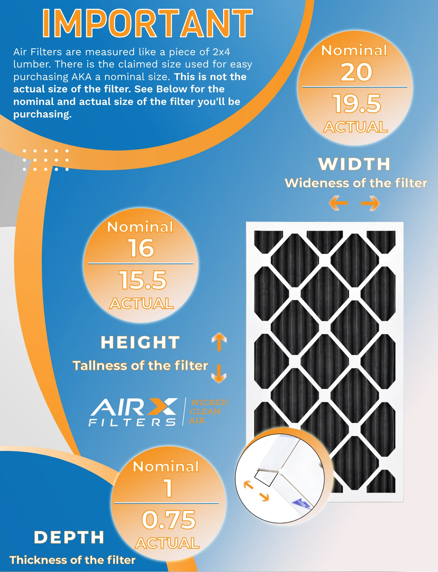 16x20x1 Air Filter MERV 8 Rating, 12 Pack of Furnace Filters Comparable to MPR 700, FPR 5, Pet Odor Retention Filters - Made in USA by AIRX FILTERS WICKED CLEAN AIR.