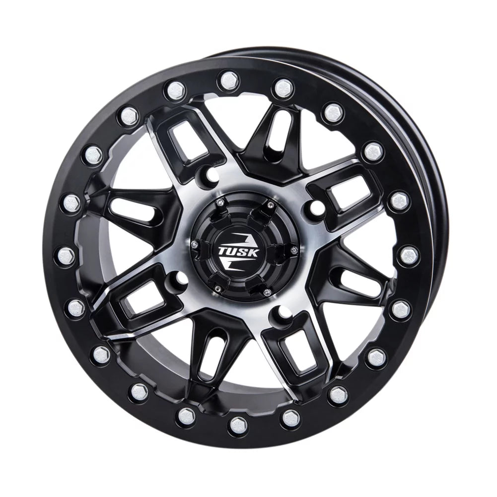 4/156 Tusk Wasatch Beadlock Wheel 14x7 5.0 + 2.0 Machined/Black For YAMAHA Wolverine RMAX 4 1000 R-Spec 2022