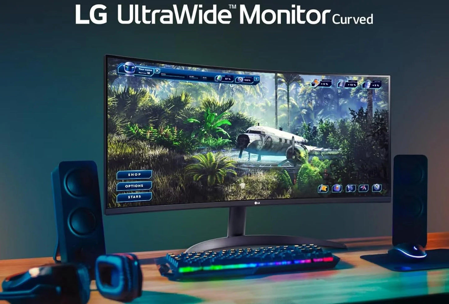 34'' Curved Gaming Monitor, 160 Hz Refresh Rate, 99% sRGB, 3440 x 1440 Display, HDR 10, FreeSync Premium, Bundle With Cefesfy USBHUB