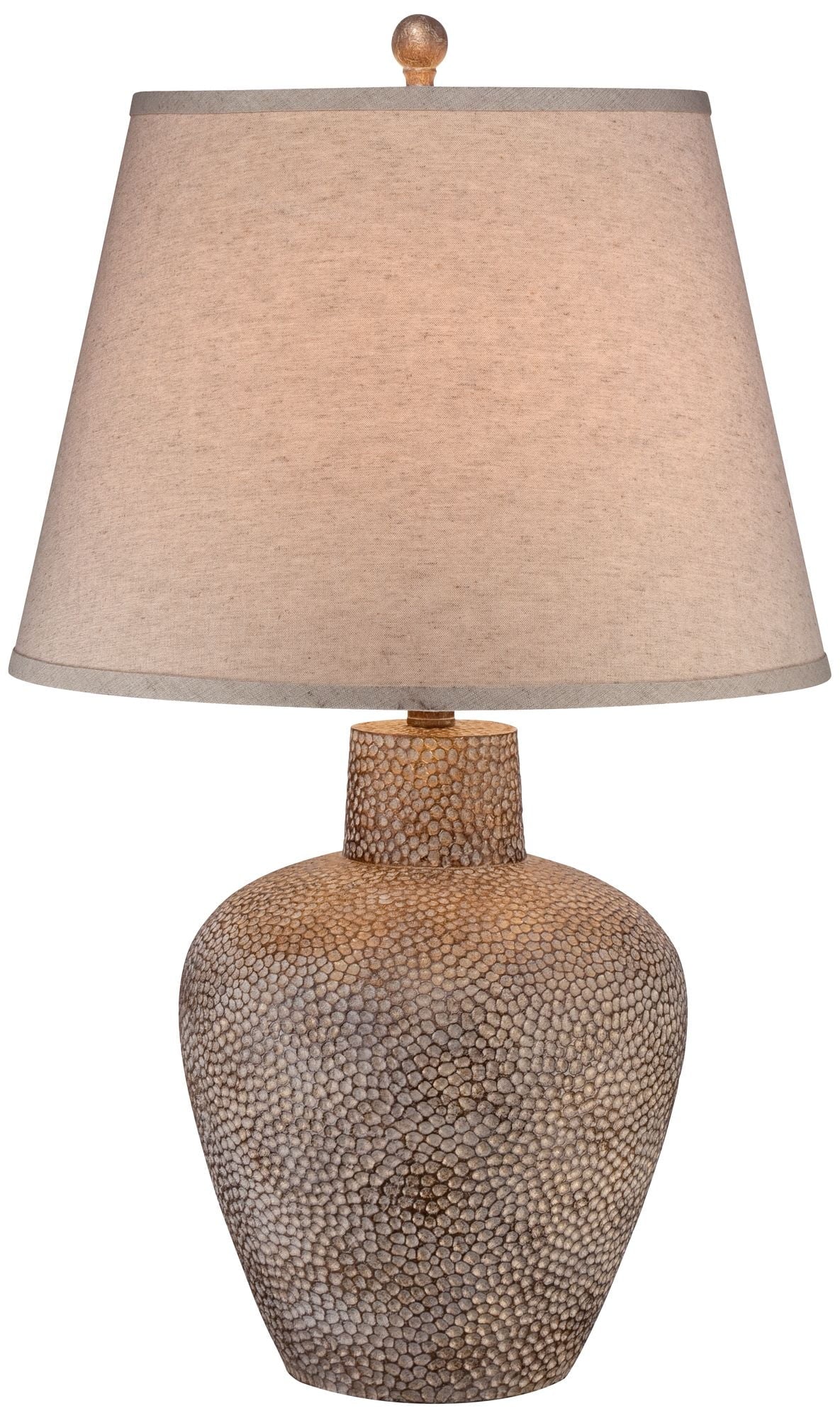 360 Lighting Bentley Rustic Farmhouse Table Lamp 29" Tall Brown Leaf Textured Hammered Pot Off White Empire Shade for Bedroom Living Room House Home