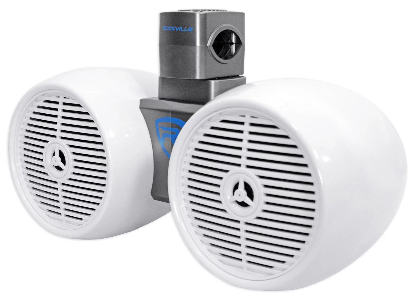 2) Rockville DWB65W Dual 6.5" White 1200w Marine Wakeboard Tower Speaker Systems