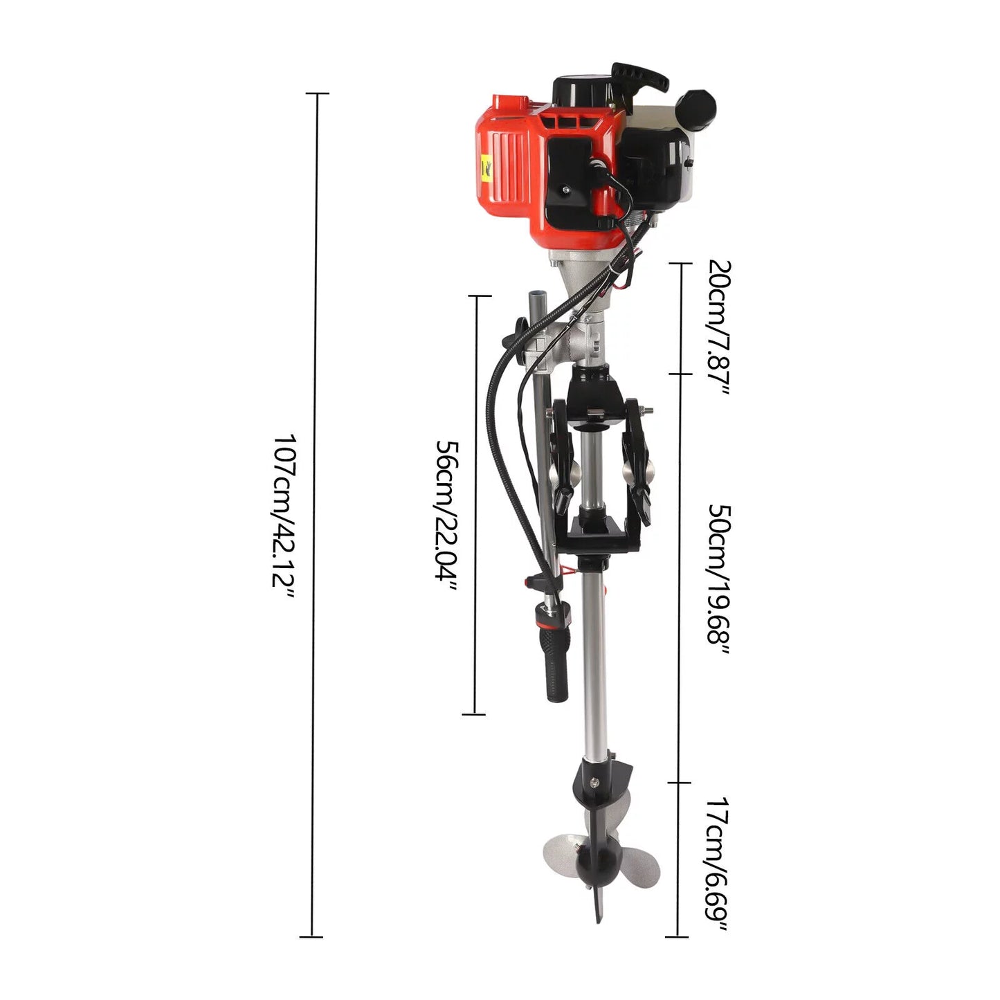 2-Stroke 2.3HP 52CC Outboard Boat Motor Engine Pull Starter w/Air Cooling System