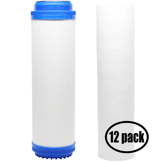 12-Pack Replacement for Filter Kit for GE GX1S01R RO System - Includes Polypropylene Sediment Filter & Granular Activated Carbon Filter - Denali Pure Brand