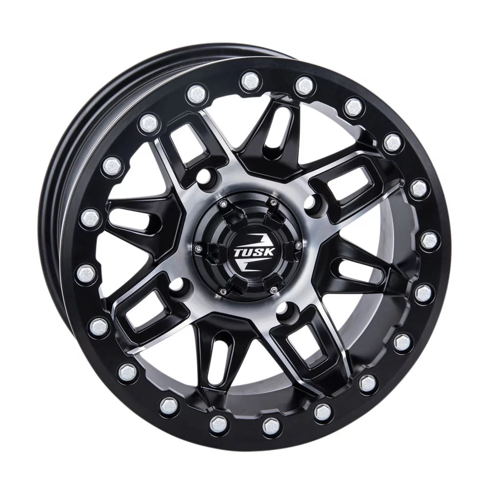 4/156 Tusk Wasatch Beadlock Wheel 14x7 5.0 + 2.0 Machined/Black For YAMAHA Wolverine RMAX 4 1000 R-Spec 2022