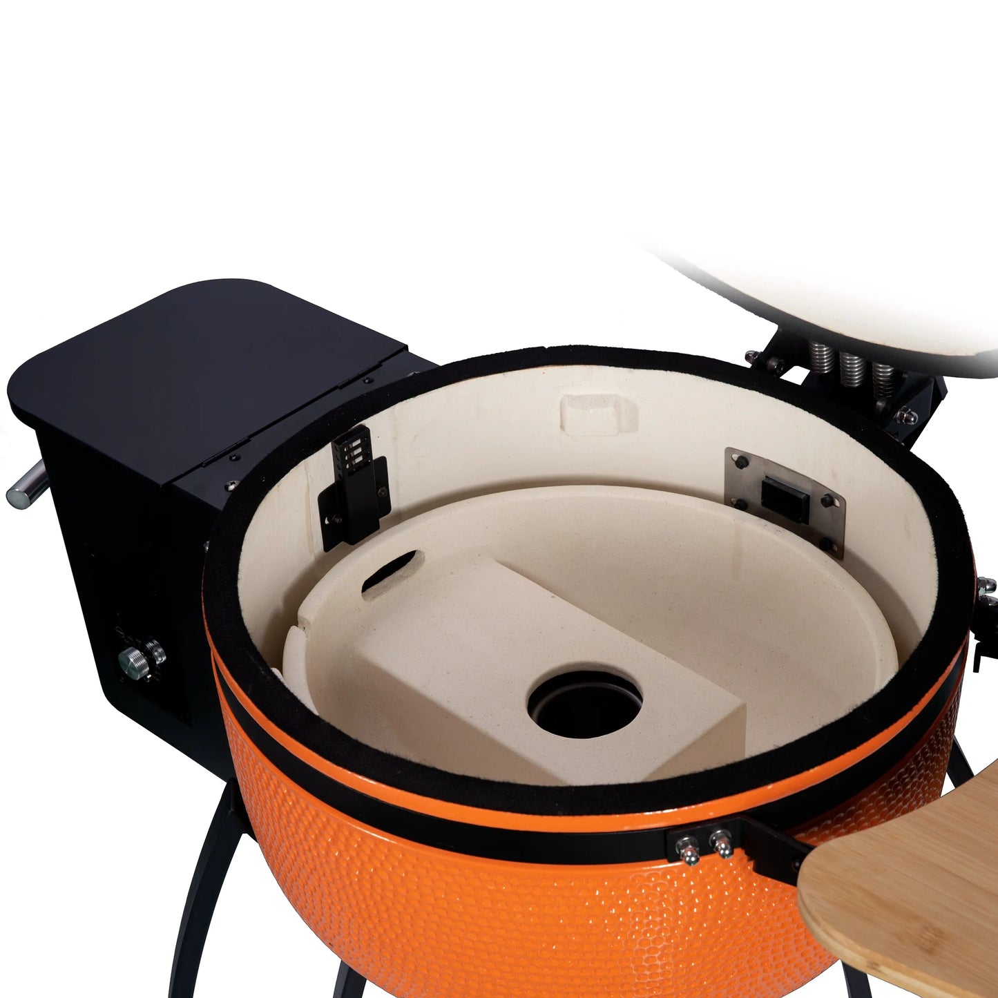 24 "Ceramic Pellet Grill with 19.6" diameter Gridiron Double Ceramic Liner 4-in-1 Smoked Roasted BBQ Pan-roasted for Outdoors Patio,Orange