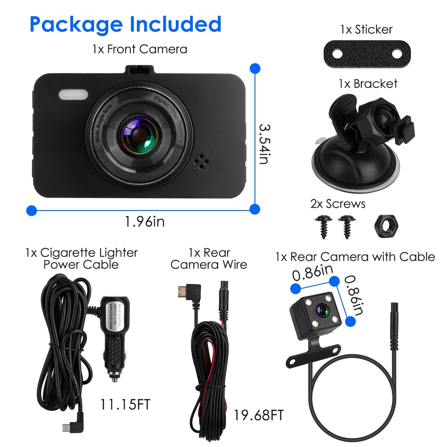 1080P Car DVR Dual Dash Cam iMounTEK Car Video Recorder with Front Rear Camera G-Sensor Motion Detection Night Vision Loop Recording (32G MMC Card Not Included)