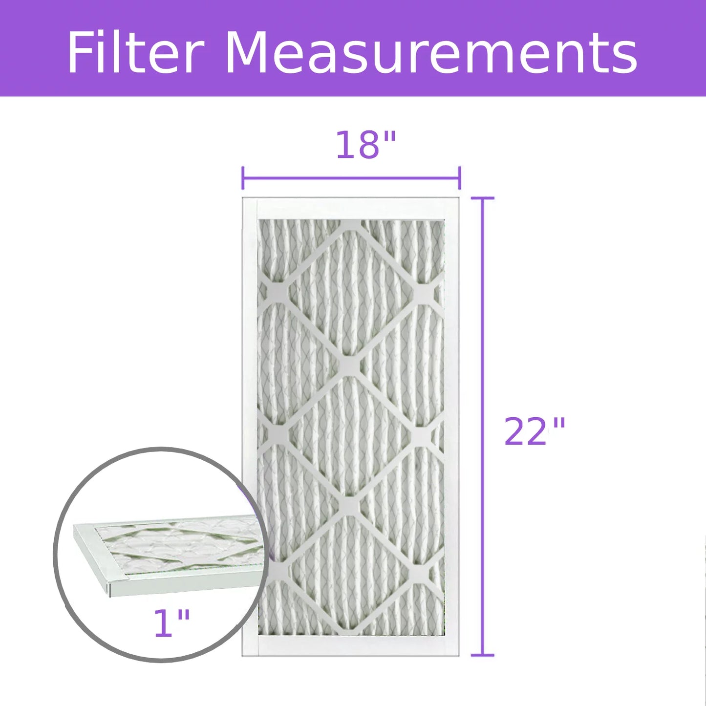 18x22x1, Purolator DMK80 Extended Surface Pleated Air Filter, Mechanical MERV 8, (6 Pack)