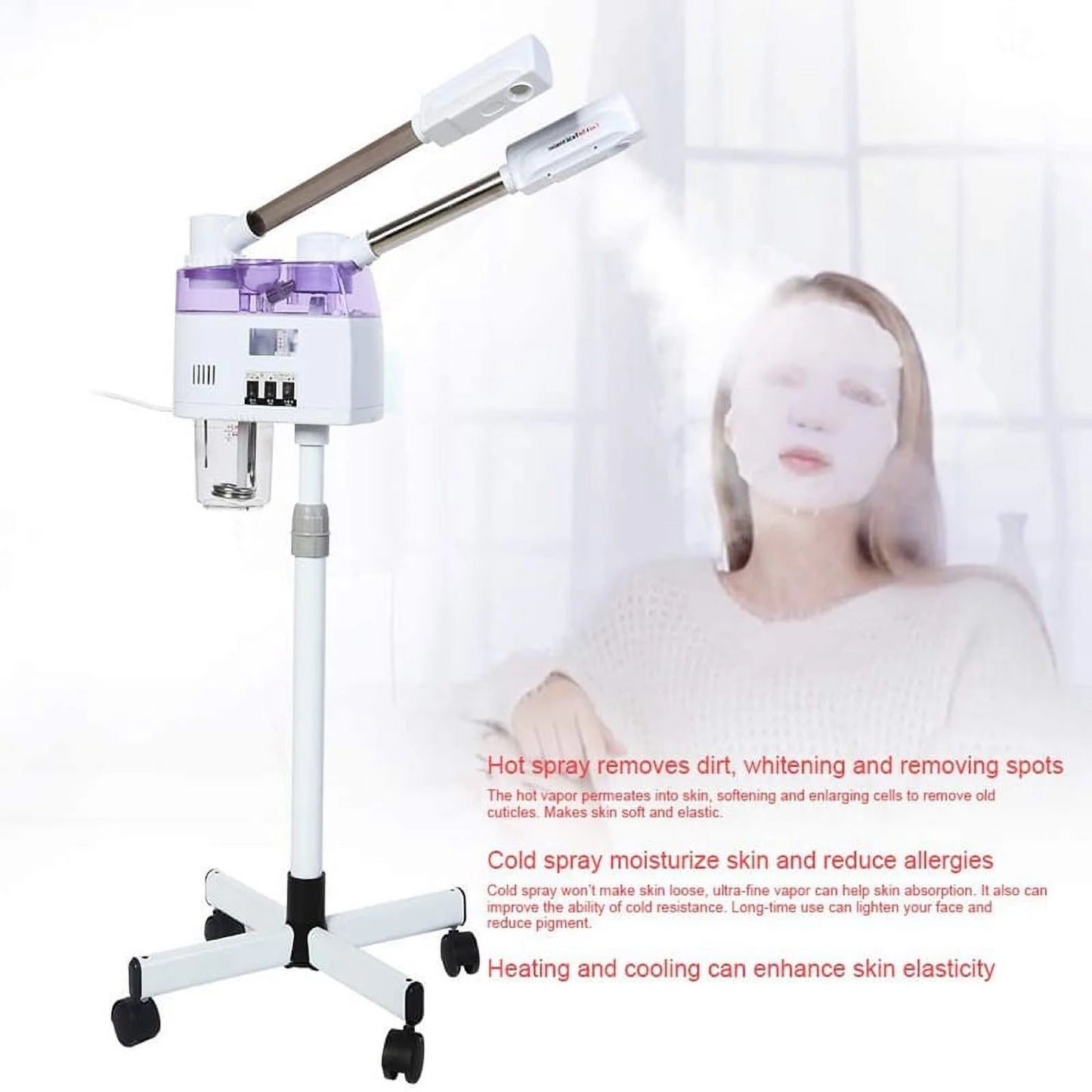 2 in 1 Hot and Cold Spray Machine Facial Steamer Home Spa Ozone Steaming Ion Sparyer Skin Care Beauty Device 110/220V EU/US Plug