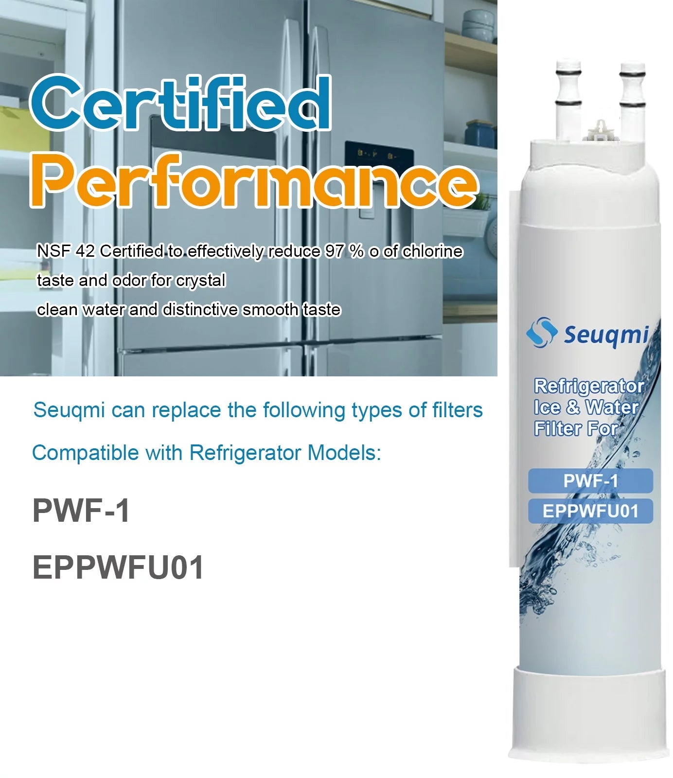 2Pack Seuqmi brand Fluid and ice filters are compatible with Frigidaire®PurePour PWF-1 FPPWFU01