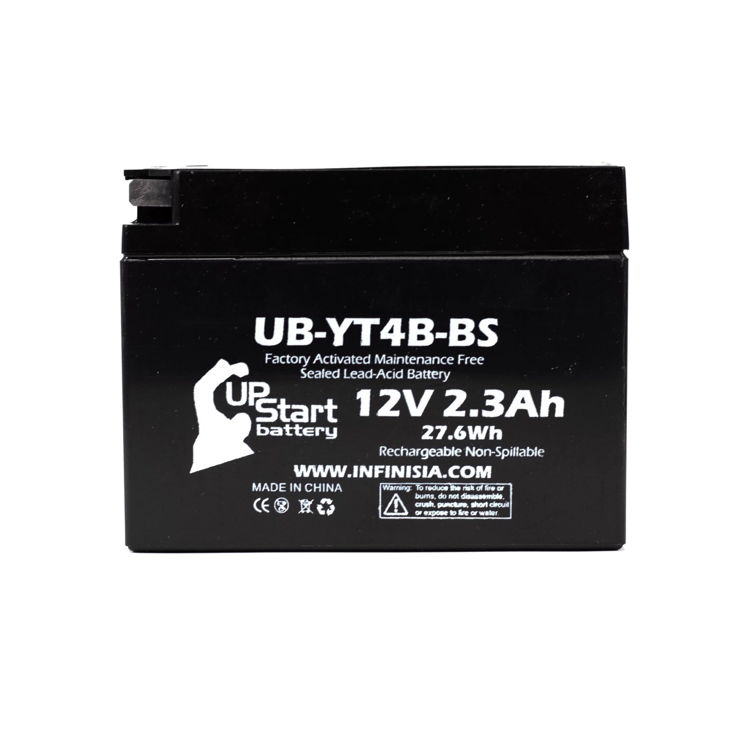 4-Pack UpStart Battery Replacement for 2012 Yamaha SR400 (FI) 400CC Factory Activated, Maintenance Free, Motorcycle Battery - 12V, 2.3Ah, UB-YT4B-BS