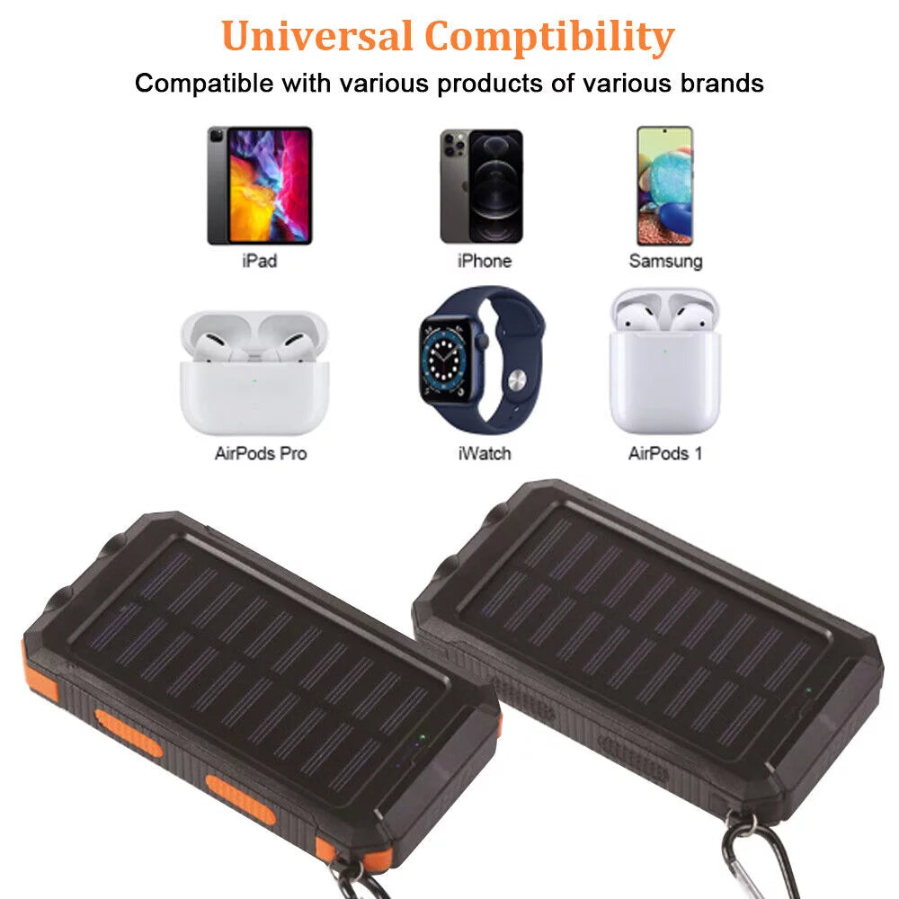 500000mAh Dual USB External Solar Power Bank LED Battery Charger for Cell Phone