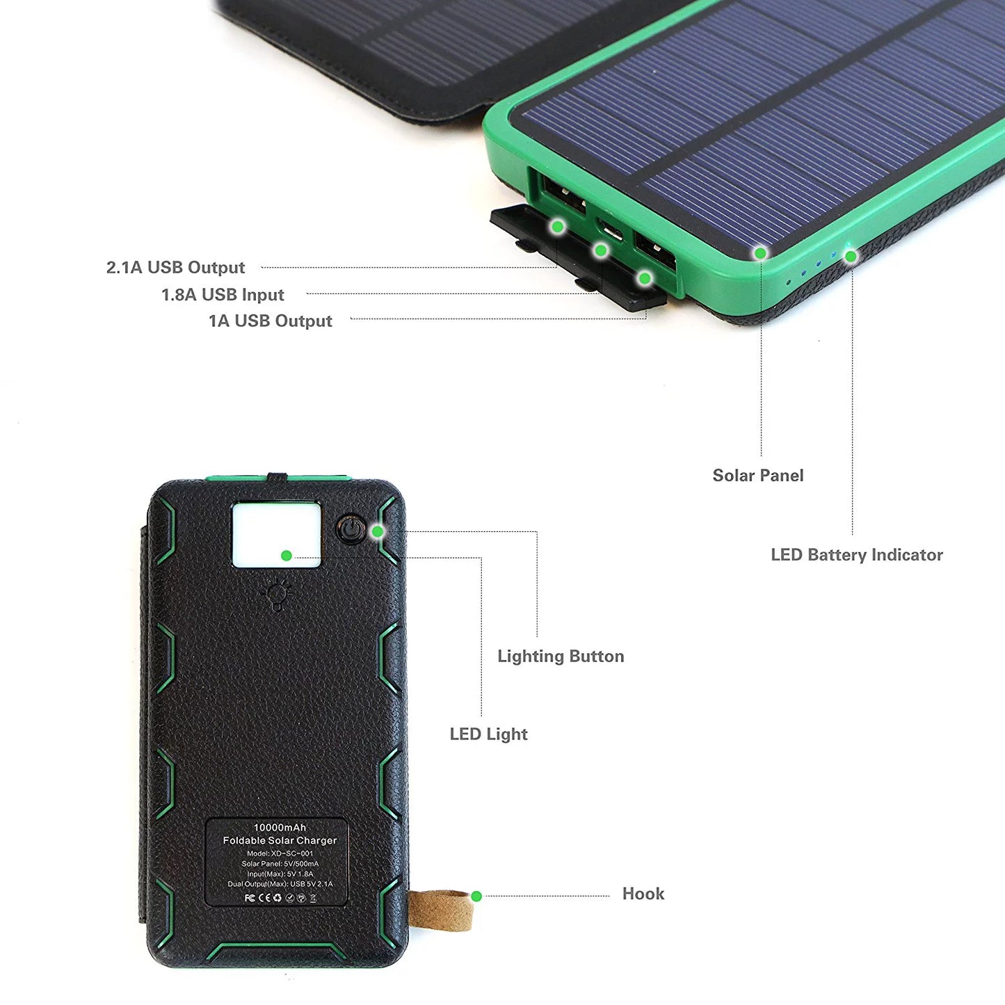 500000mAh Solar Panel External Battery Charger Power Bank For Cell Phone Tablets