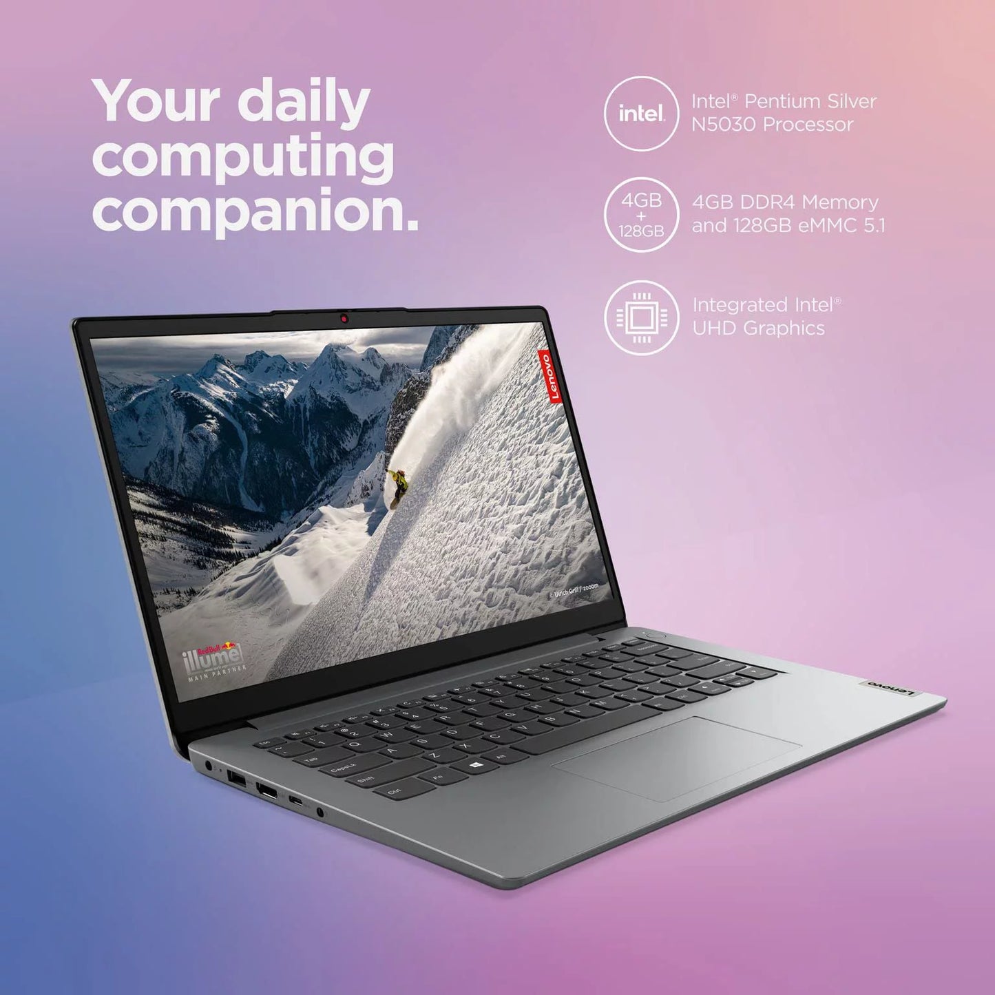 2022 Newest Ideapad 1i Notebook 14 inch HD Display, Quad-Core Processor, 4GB RAM, 256GB Storage, Wi-Fi 6, Bluetooth, Cloud Grey, Windows 11 Home in S Mode